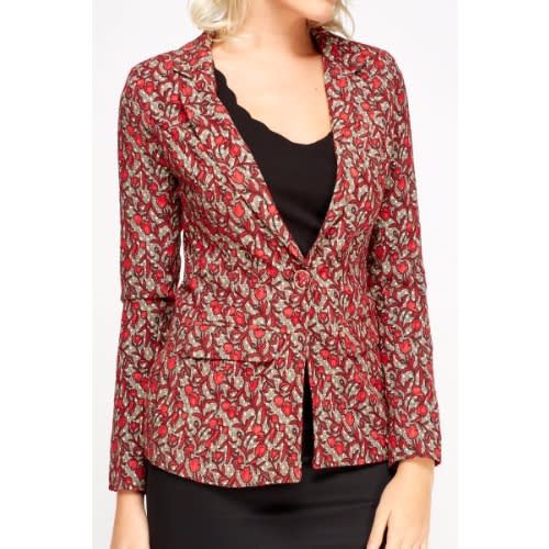 Kaktus Moda Floral Print Blazer - Red