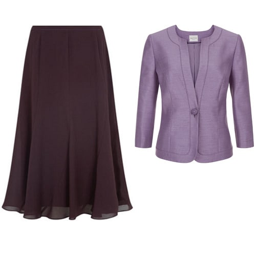 Round Neck Shantung Hostess Skirt Suit