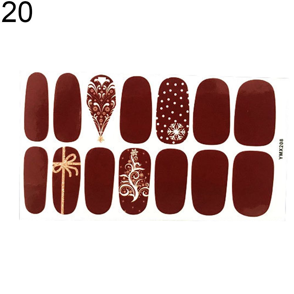 14Pcs/Sheet Waterproof Nail Sticker 3D Full Cover Wrap-20#