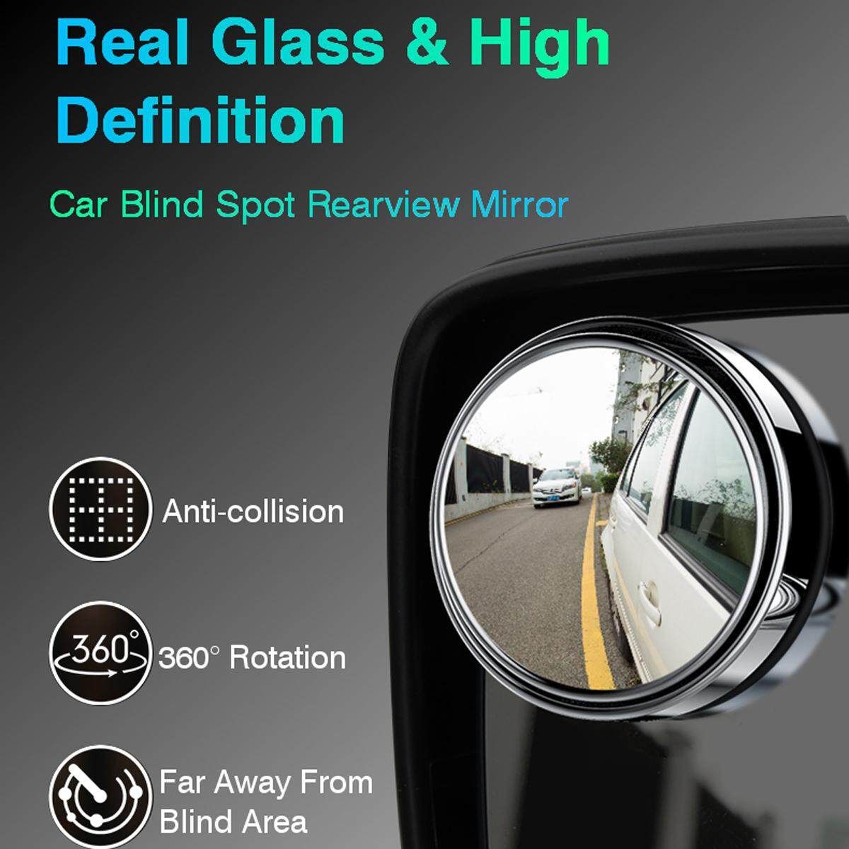 Car Vehicle Blind Spot Mirror Rear View Mirrors HD Convex Glass 360 Degree View Adjustable Mirror Silver
