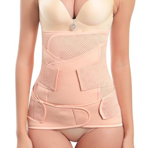 [1 Waist Belt + 1 Belly Belt + 1 Pelvis Belt] 3 In 1 Postpartum Belt Recovery Postnatal Birth Support Belt Belly Wrap Band (XXL)-1687 Breathable Three Piece Set