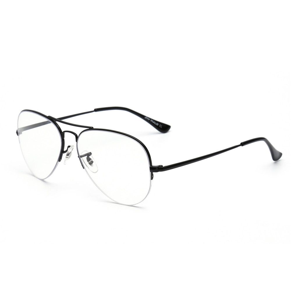 (black)JM Semi-rimless Pilot Blue Light Glasses For Men Women Computer Anti