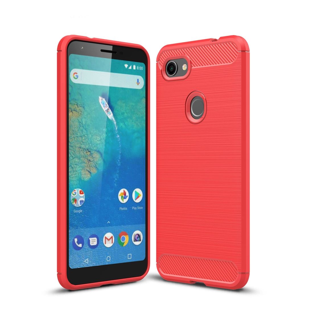 Brushed Texture Carbon Fiber Shockproof TPU Case For Google Pixel 3XL Lite(Red)