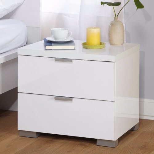 High Gloss Nightstand - White