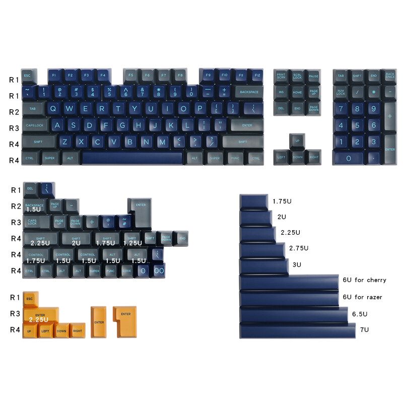Maxkey 159 Key Atlantis SA Profile ABS Keycaps Customized Keycap Set For 60% 65% 75% 80% 100% HHKB ISO Layout Mechanical Keyboard