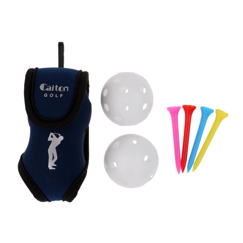 Clipon Golf Ball Holder Belt Bag Plus 2 Golf Balls And 4 Tees Blue