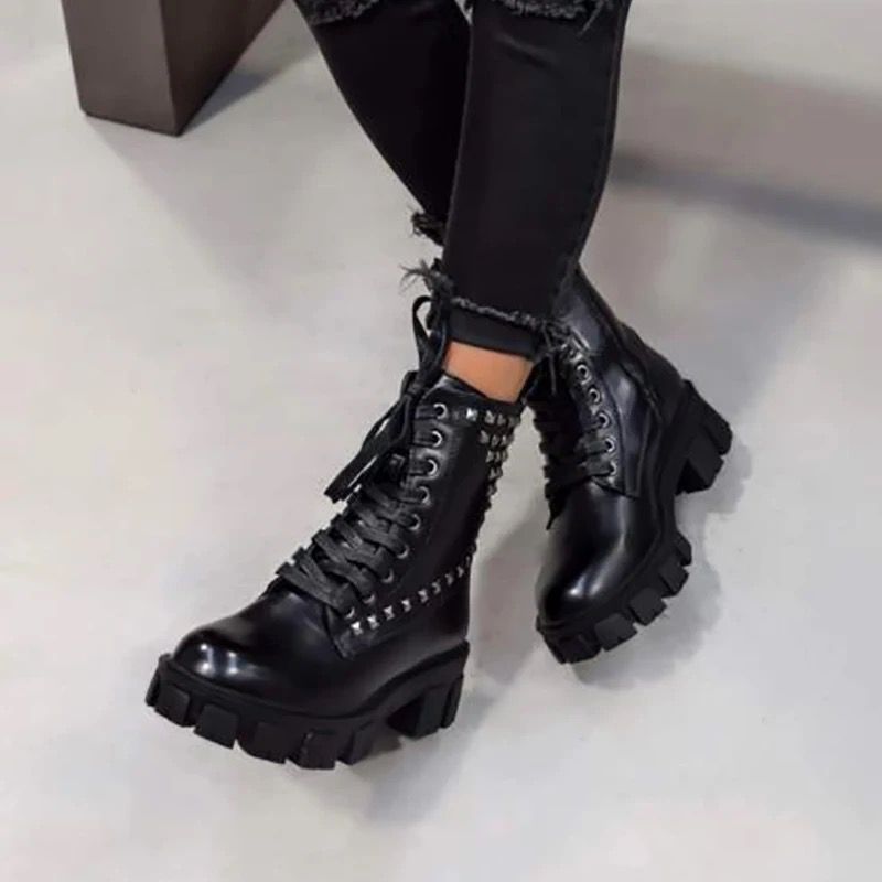 Female Boot Sneakers  Silver Dots - Black