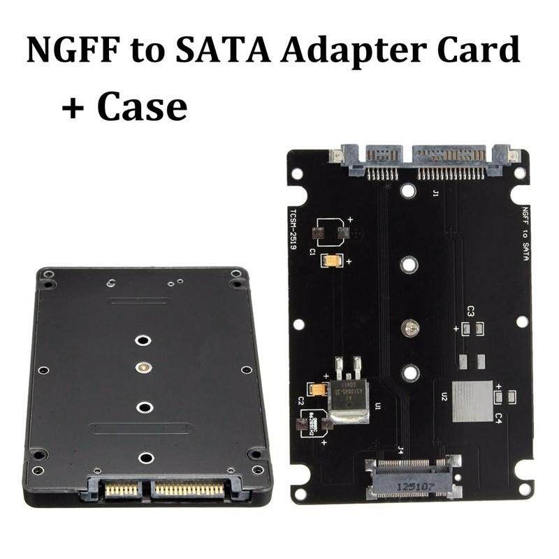 B+M Key Socket 2 M.2 NGFF (SATA) SSD To 2.5 SATA Adapter Card + Case Gift Black