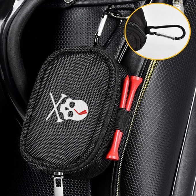 Golf Ball Pouch Tee Holder Belt Waist Bag Zipper For Golf Sports Black