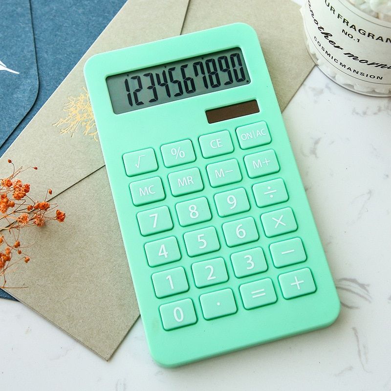 Solar Calculator Display 10 Multi-function Calculator Student Accounting Finance Office Colorful Computer Home Office Supplies Light Green