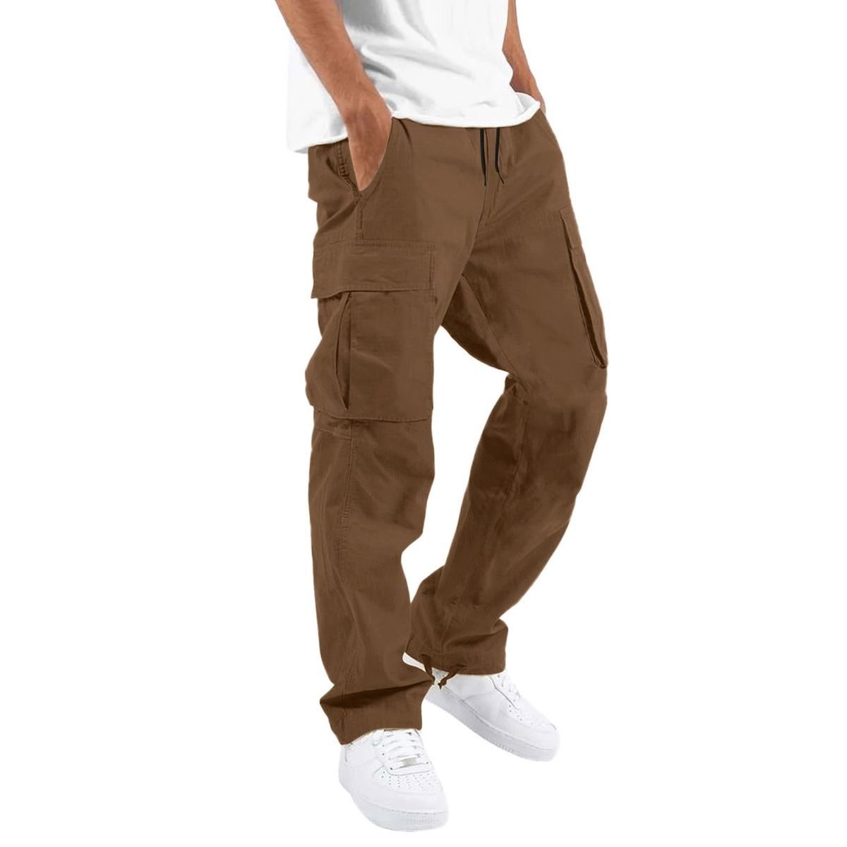 (Coffee)Mens Breathable Joggers Sport Casual Pants Fitness Men Sportswear Tracks