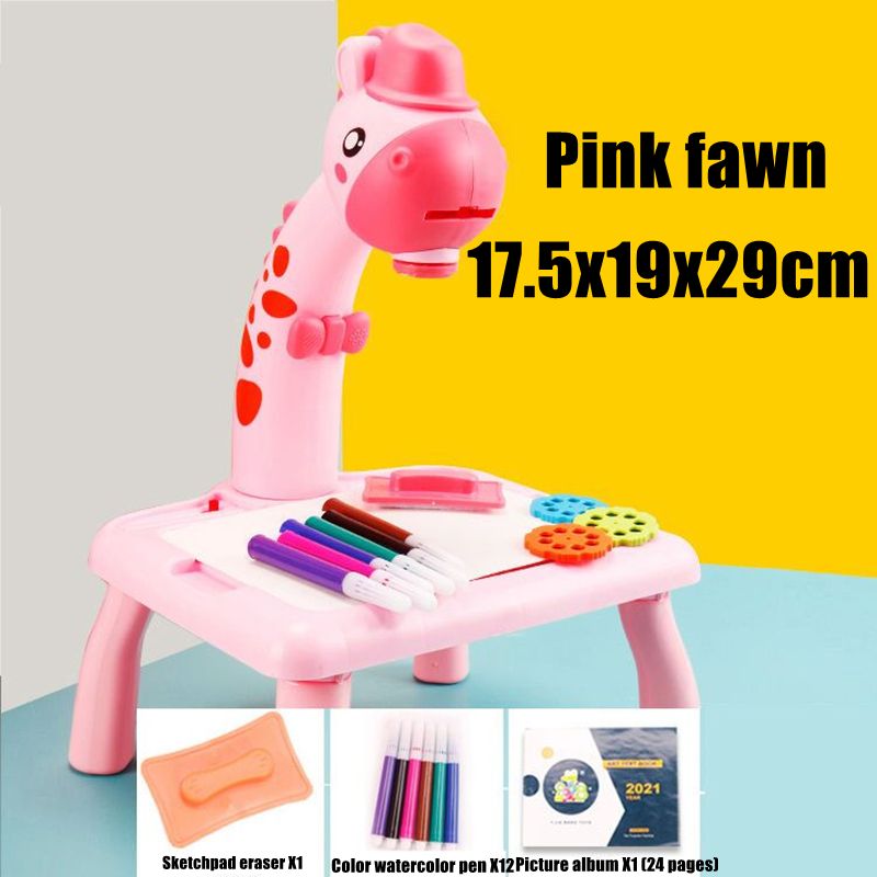 Children LED Projector Drawing Board Kids Painting Table Desk Montessori Educational Learning Writing Tablet For Boy Girl Toys