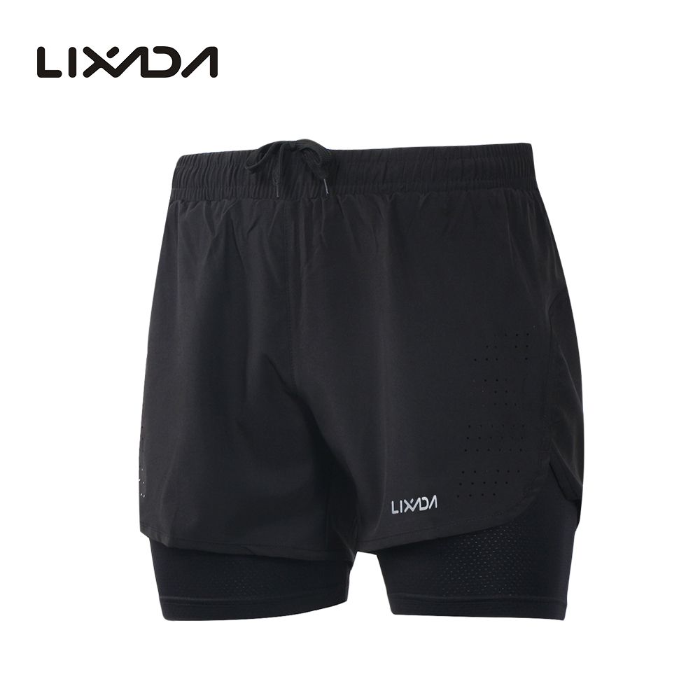 Men's Running Shorts Quick Dry Breathable With Liner - Black
