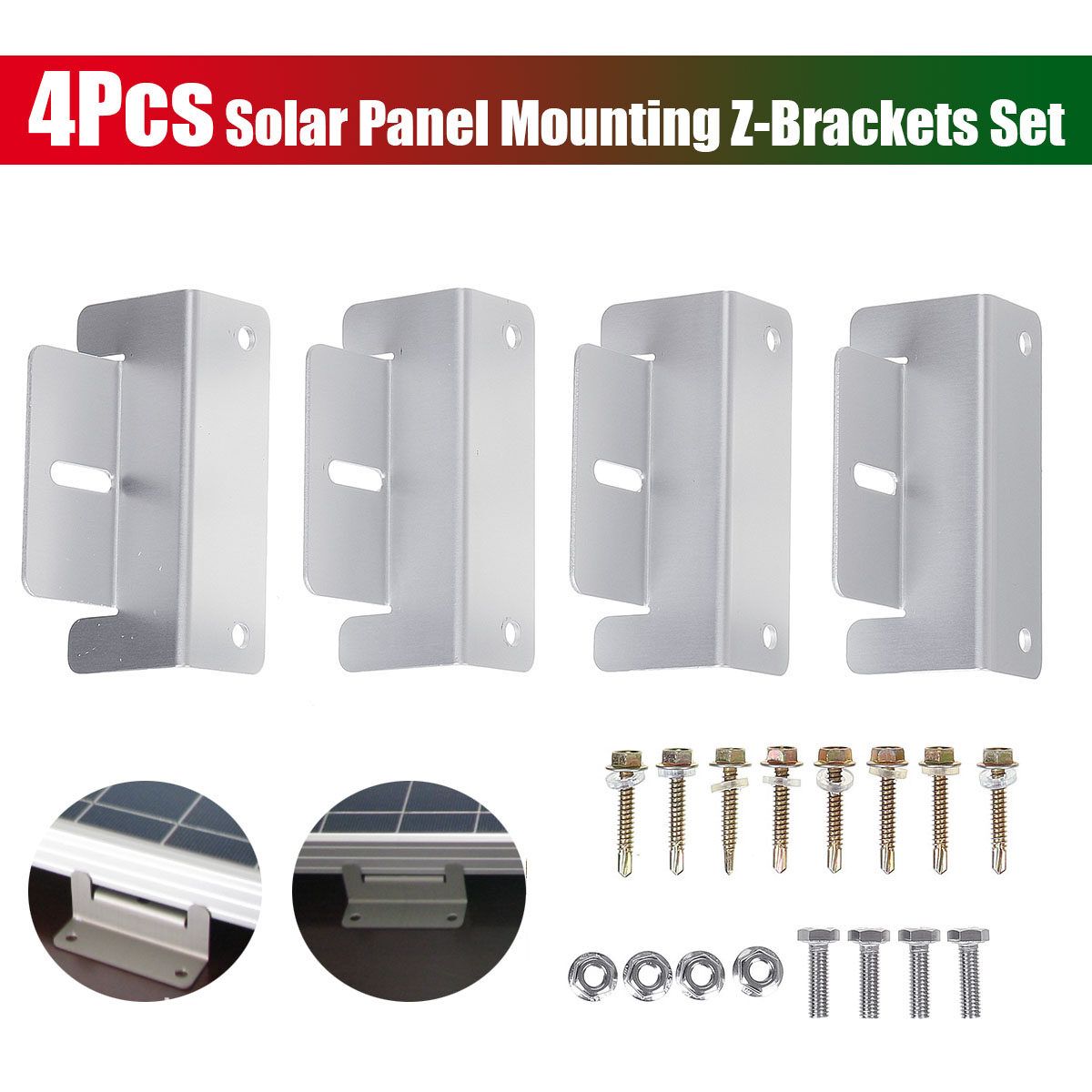 4Pcs Solar Panel Mounting Z-Brackets Set Fixing Kit Fit Caravan Roof Aluminum SM
