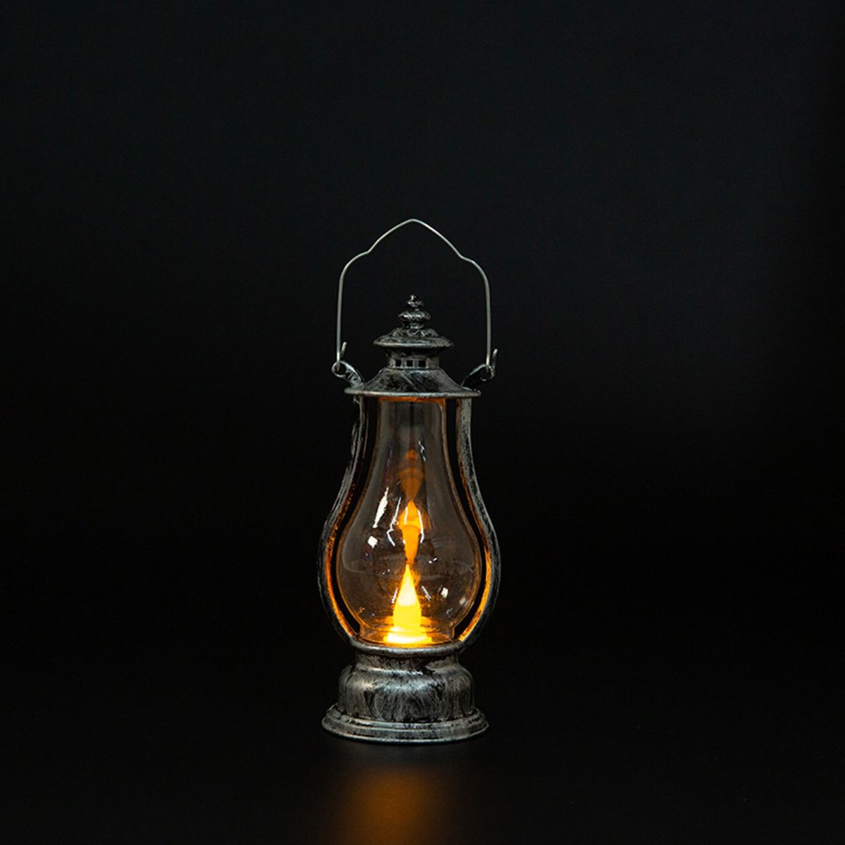 Desktop Lantern Hanging LED Lantern Lamp Antique Silver