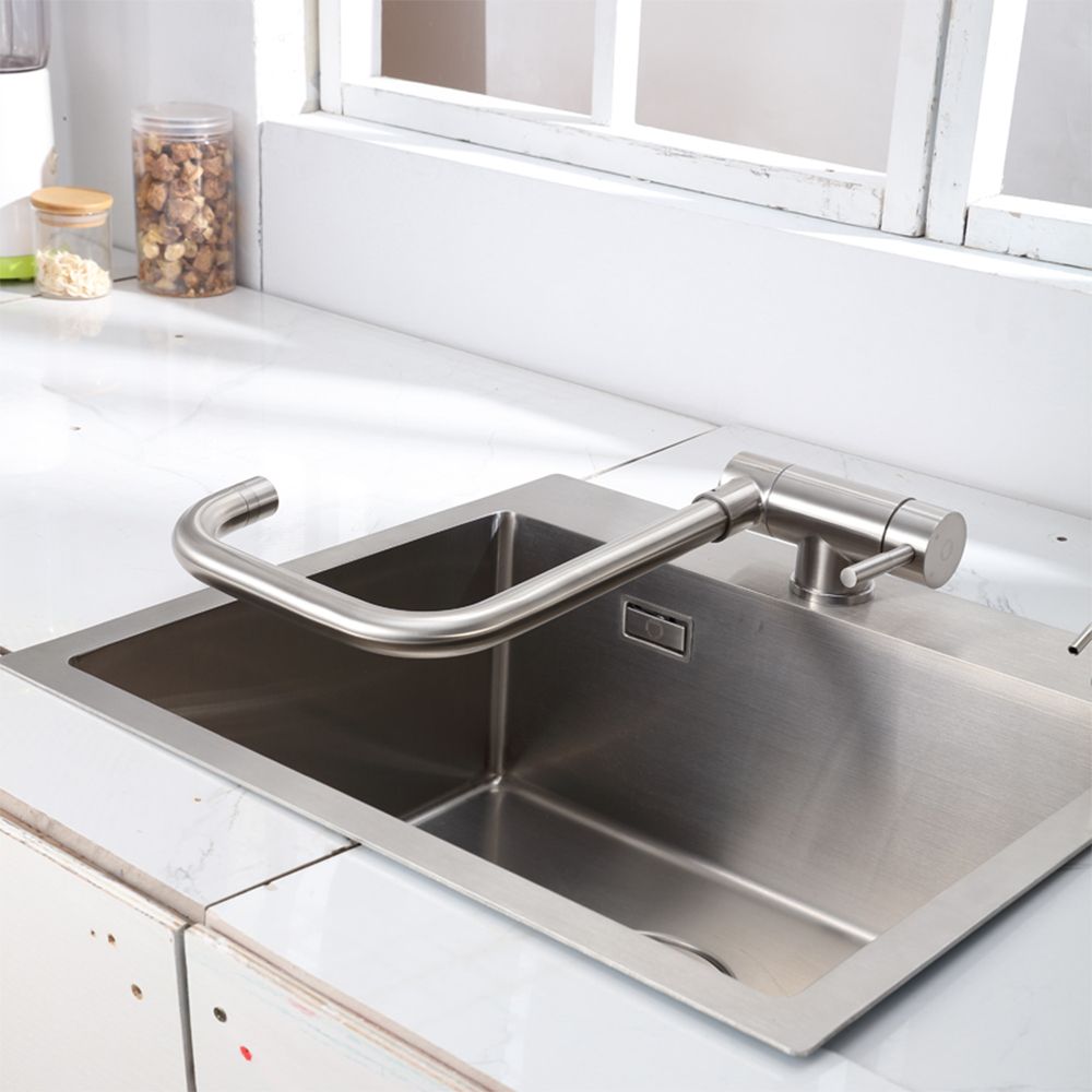 Front Window Folding Kitchen Faucet Stainless Steel 360​​° Rotation Kitchen Sink Wash Basin  And Cold Mixer Water Tap