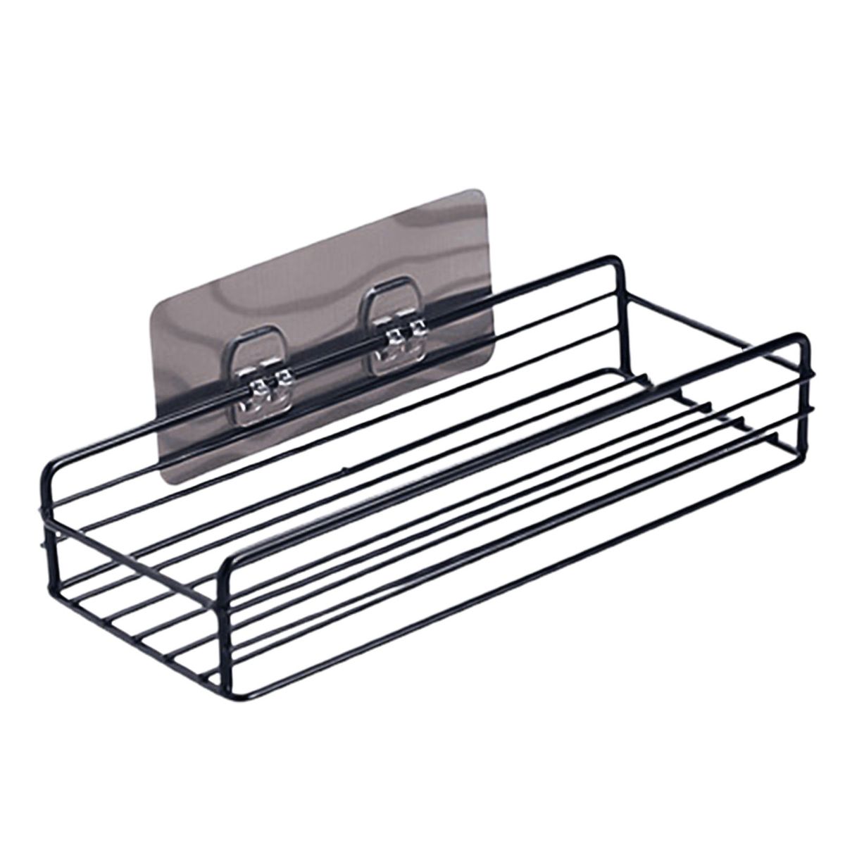 Iron Wall-mounted Self-adhesive Bathroom Kitchen Shelf-Black