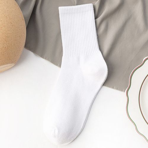 Size 33-40 Harajuku Breathable Sport Socks Women Solid Color Girls Student Comfortable Skateboard Sock Christmas Gifts Cotton White Socks(#White)