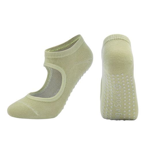 EUR 35-40 US 4.5-8.5 Women High Quality Pilates Socks Anti_Slip Breathable Backless Yoga Socks Ankle Ladies Ballet Dance Sports Socks For Fitness Gym(#A-Green)
