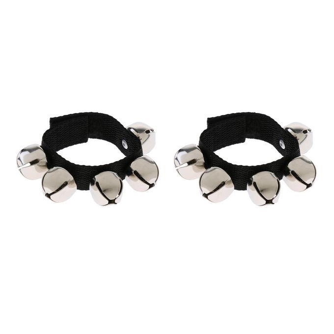 2 Pieces Foot Tambourine Hand Shaker Wrist Bell 5 Metal Jingle Bells