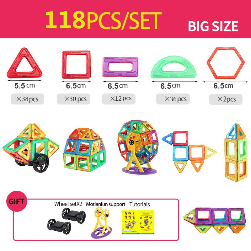 Magnetic Tiles Building Blocks Toys Big Size Strong Magnet Designer STEM Educational Constructor