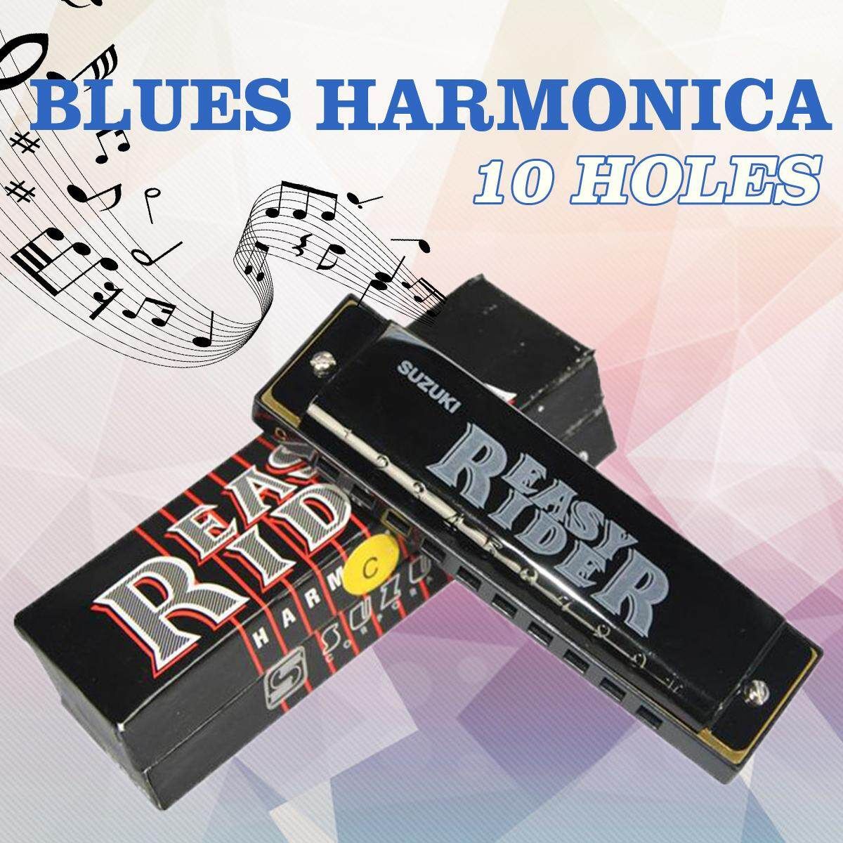 EASY RIDER EZR-20 10 Holes Blues Harmonica Professional Musical Instrument Key Of Harmonica Black