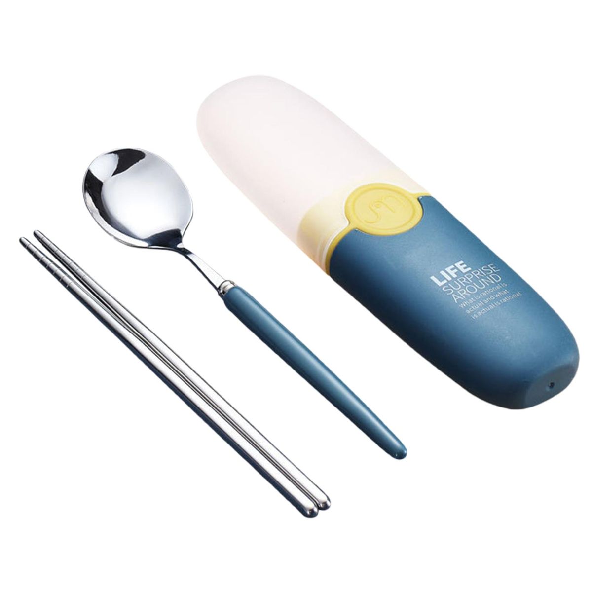1 Set Travel Cutlery Set Camping Picnic Spoon Kit Blue