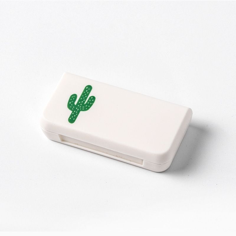 8 PCS Small Portable Moisture-proof Sealed Medicine Box 3 Compartments A Day Medicine Divided(Cactus)