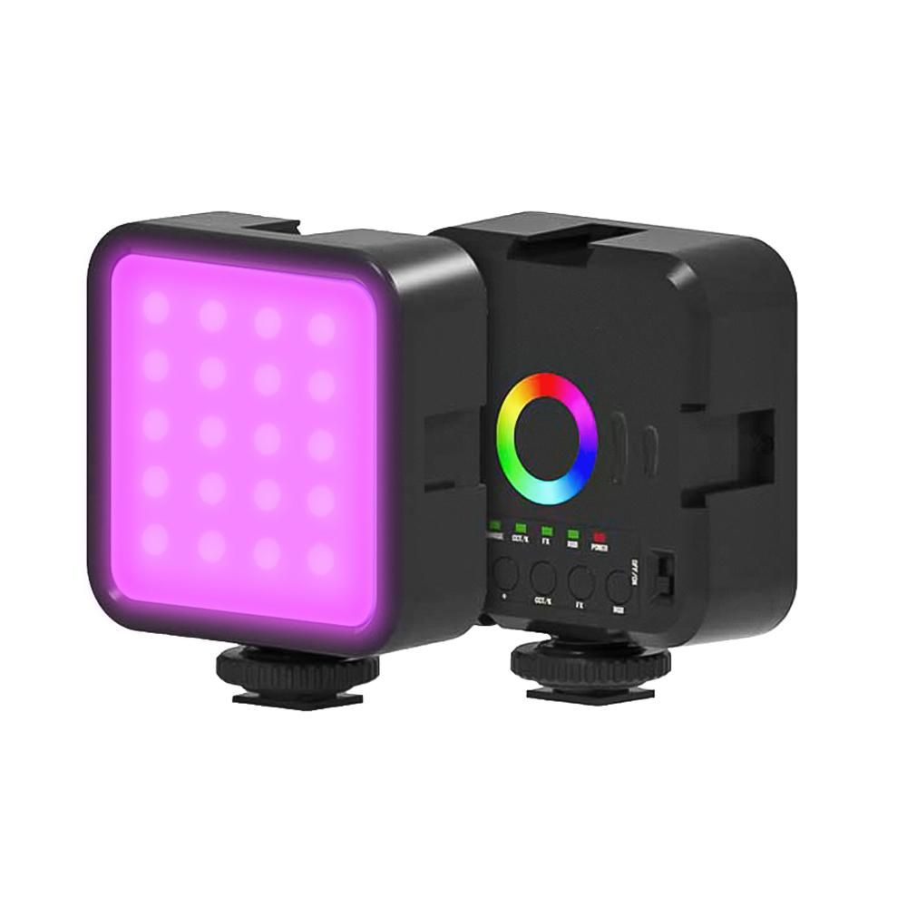 RGB Mini Photography Lamp Dimmable LED Light Portable Vlog Light with 1200mAh Battery USB Charging Port 3 Cold Shoes 70 LED Beads 3000K-9000K Color Temperature