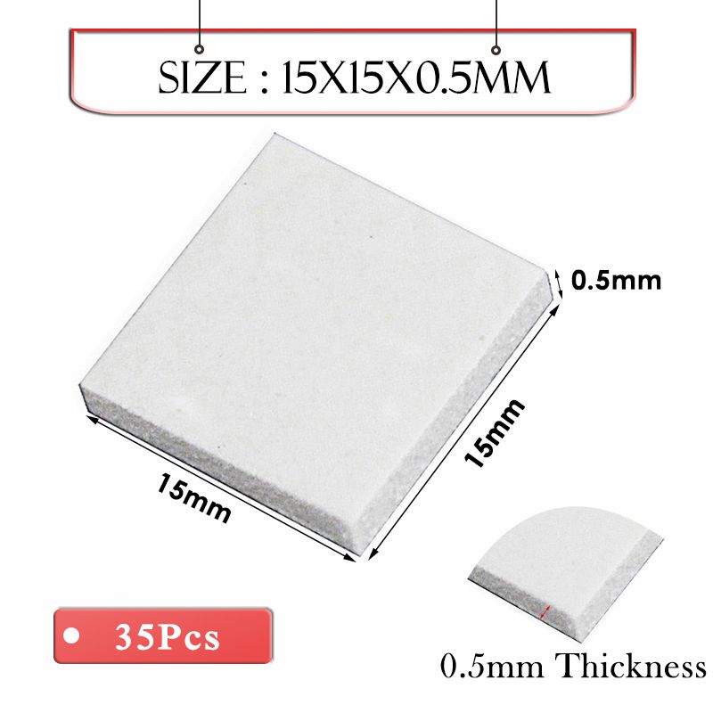 35 Pcs For Xbox PS PC VGA GPU SMD DIP IC Chip Heatsink Silicone Conduction Thermal Paste Compounds Pad 15x15x0.5mm White