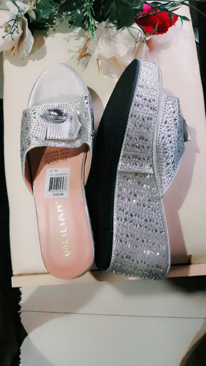 Silver Stone Coated Wedge Shoe