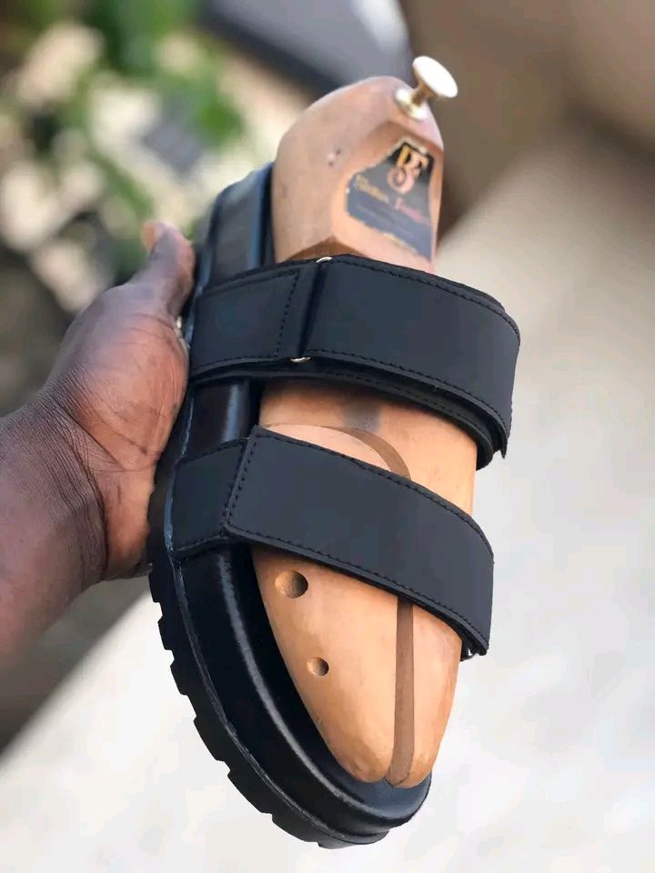 Mens Nice Simple Style Palm  Leather Slippers