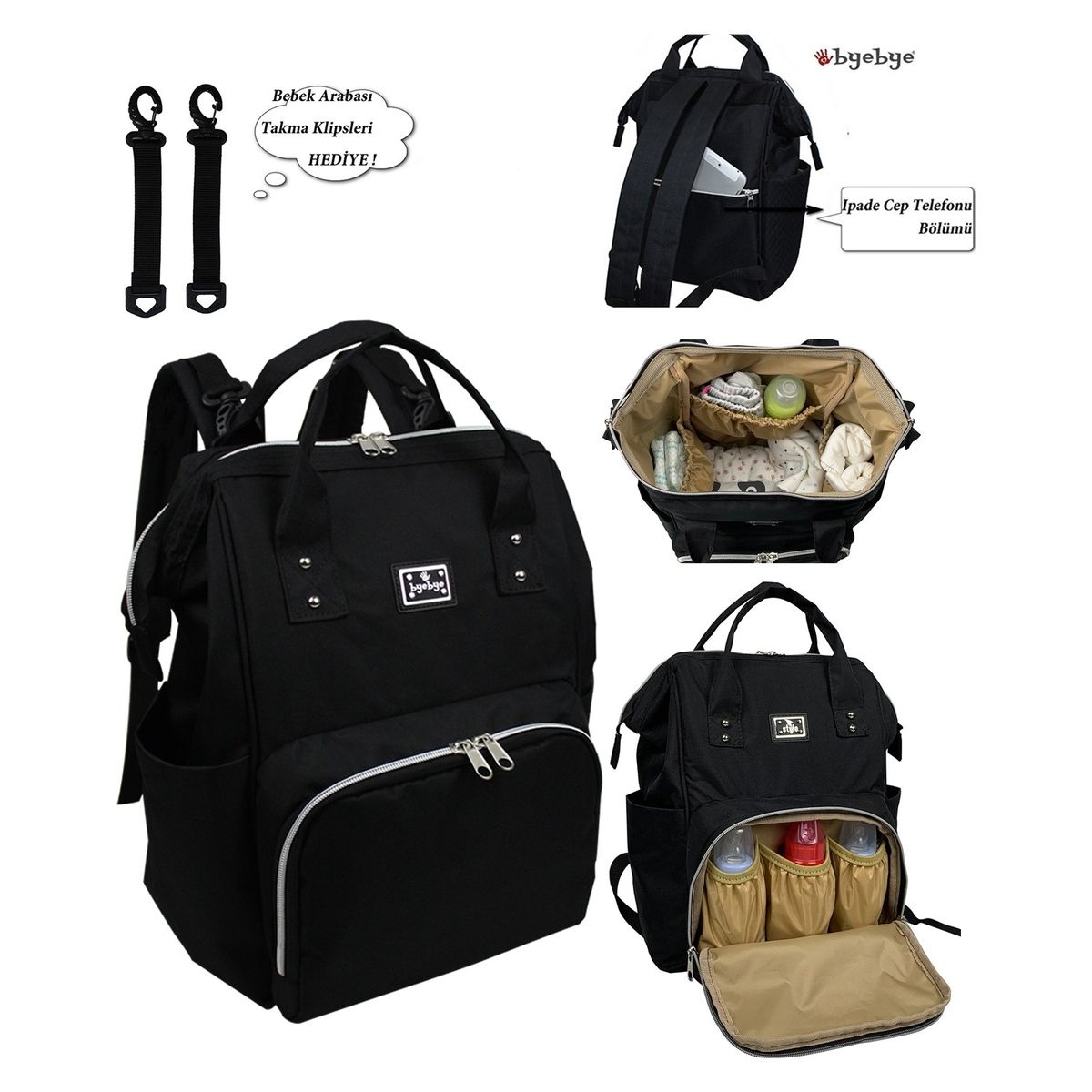 Bye Bye Paris Mother Baby Care Bag Mothers And Their Babies For Goods Intact Handy 42*28*16 In Size Black