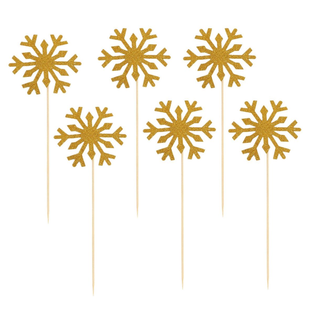 60 Pack Snowflake Cupcake Toppers Glitter Snowflake Cake