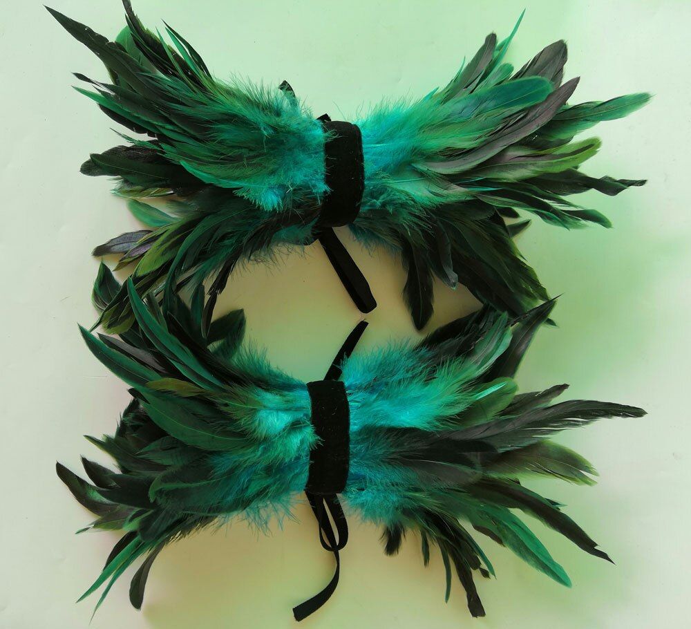 Carnival And Festival Costume Rooster Feather Hand Cuff And