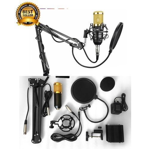 Premium BM800 Studio Condenser Microphone Network Karaoke With Special Bracket,Power Supply, Filter