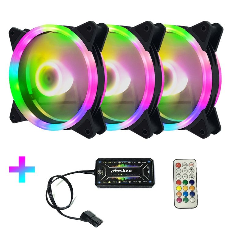 Computer CPU RGB Luminous Radiator 3 Fans+Remote Control