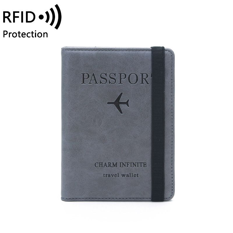 Passport Holder Document Travel Case With R-fid - Gray