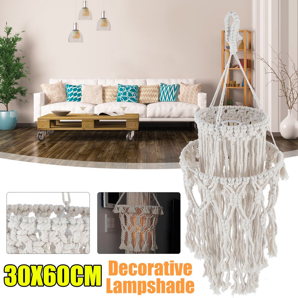 Bohemian Hand-woven Decorative Lampshade Chandelier Bohemian Pendant Creative Home Stay