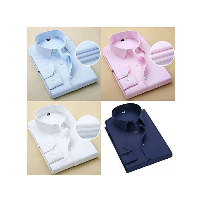 Men's Set Of 4 Plain Office Quality Cotton Fitted Shirts