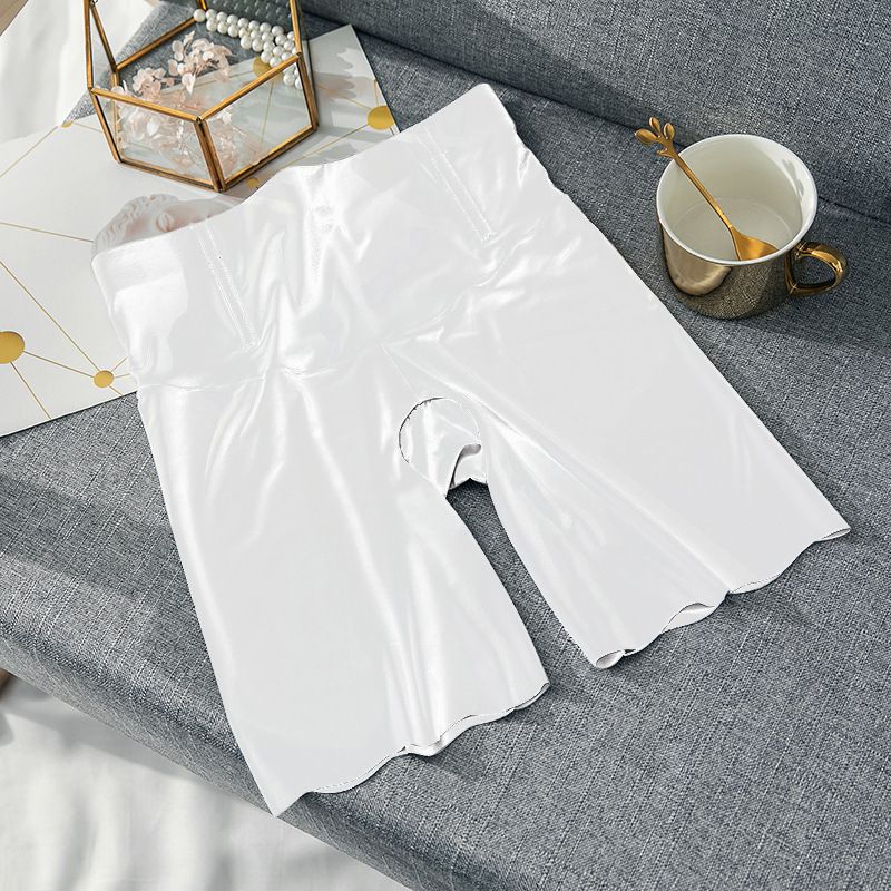 (White 1)Ice Silk High Waisted Women's Panties Abdomen Seamless Safety Short Pants Non Curling Body Shapewear Belly Shaper Shorts 2022 DOU