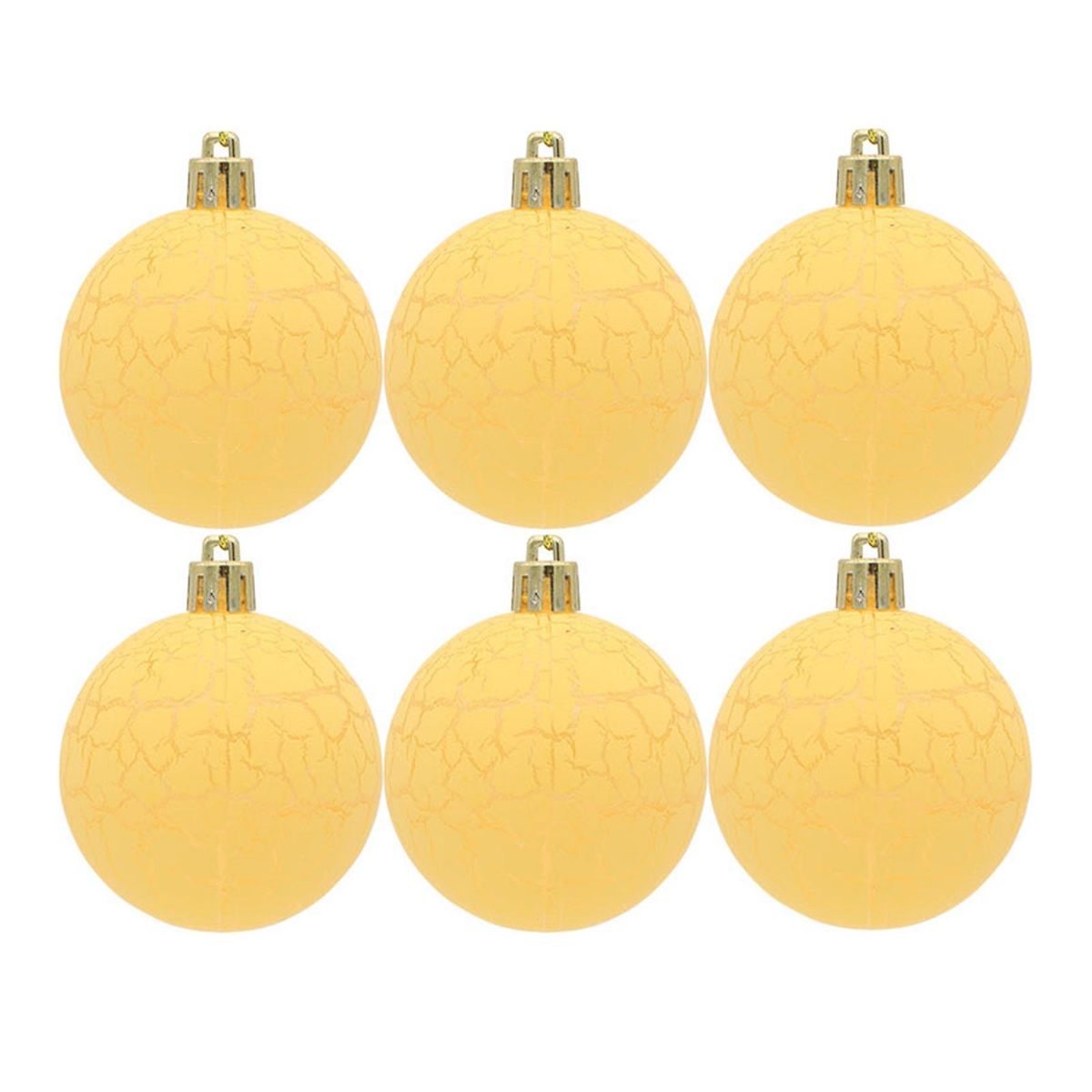 6Pcs Xmas Balls Decor Hanging Decorative Xmas Balls Yellow