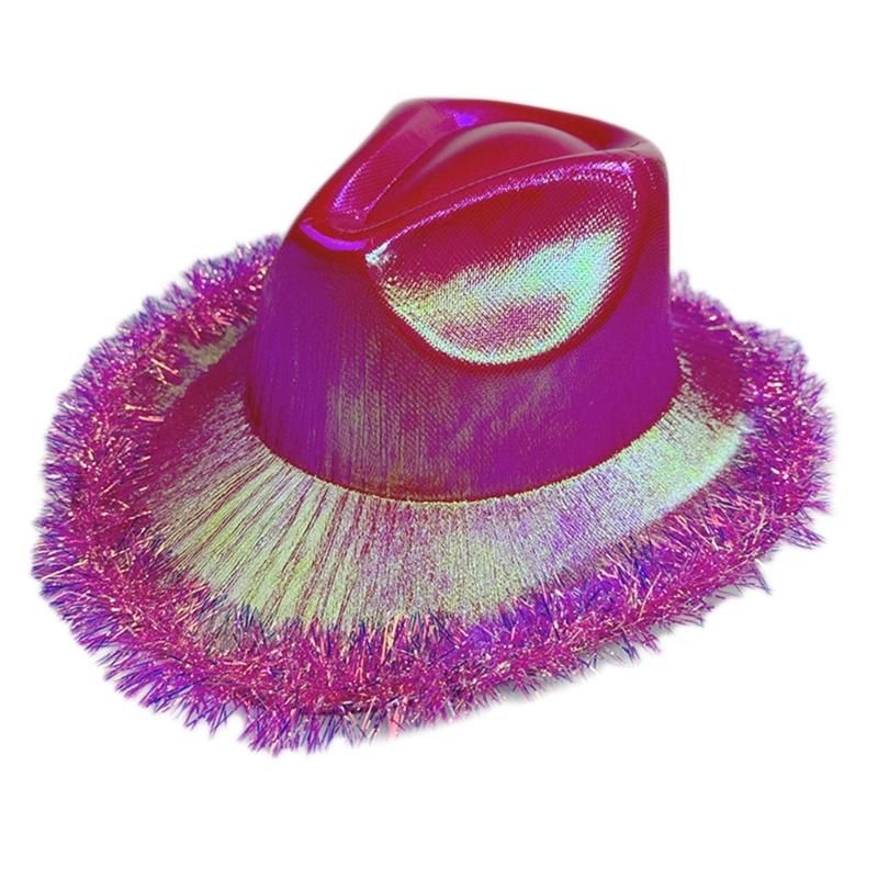 Space Cowboy Hat for Girls Cowgirl Hat with Tinsel Trim Shimmering Party Hat Costume Accessories for Women