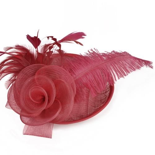HT1774 High Quality Rose Flower Formal Fedoras Women Elegant Fascinator Yarn Mesh Feather Hair Clips Vintage Ladies Wedding Hats