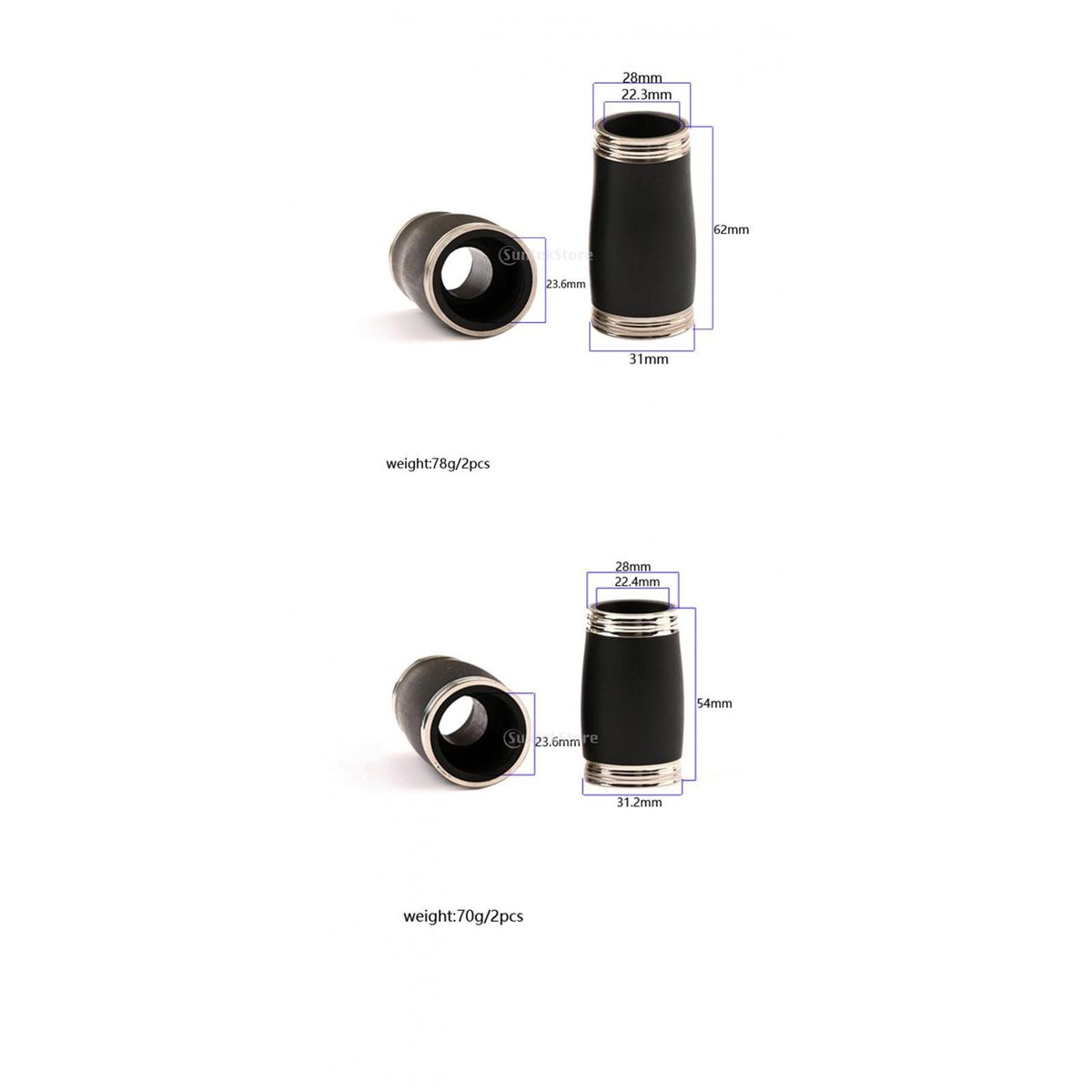4Pcs Bakelite Clarinet Adjustable Metal Black B Flat For Musical