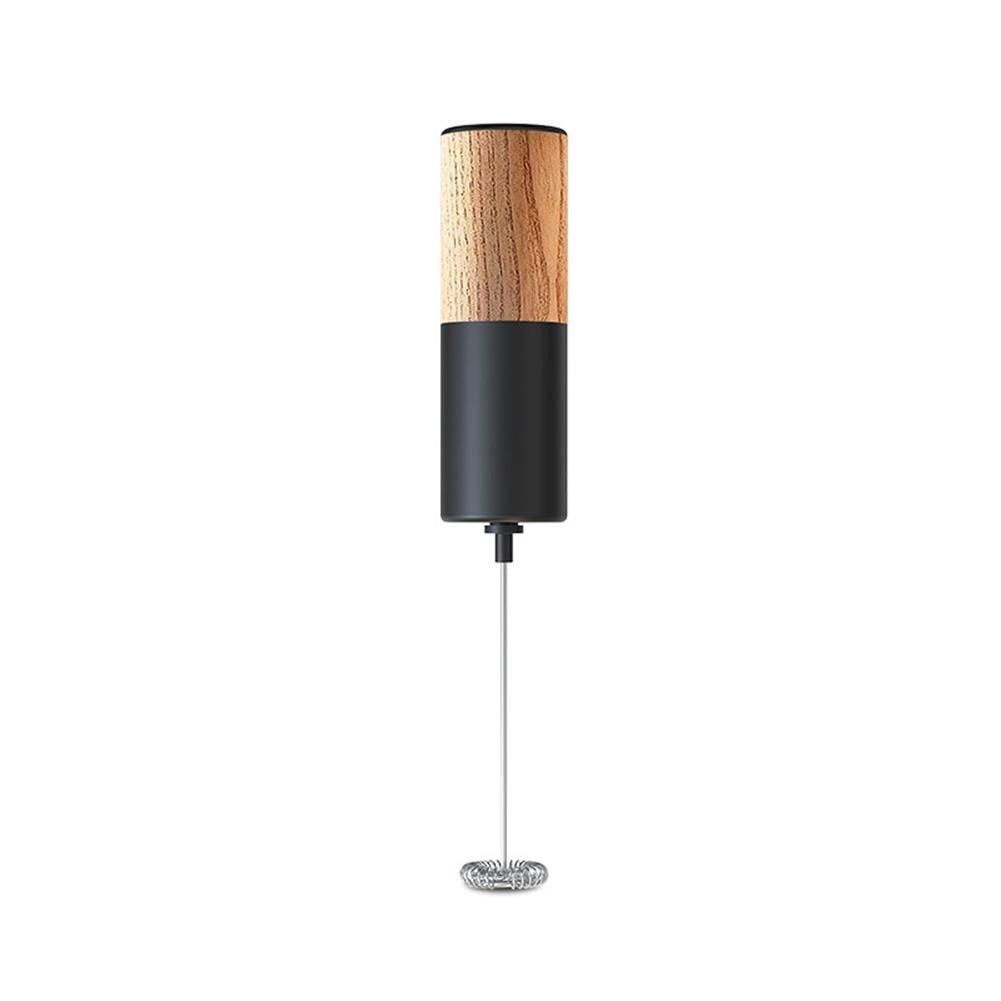 Electric Mixer Handheld Foamer Coffee Maker Egg Beater Cappuccino Stirrer Kitchen Food Blender -Wood Grain