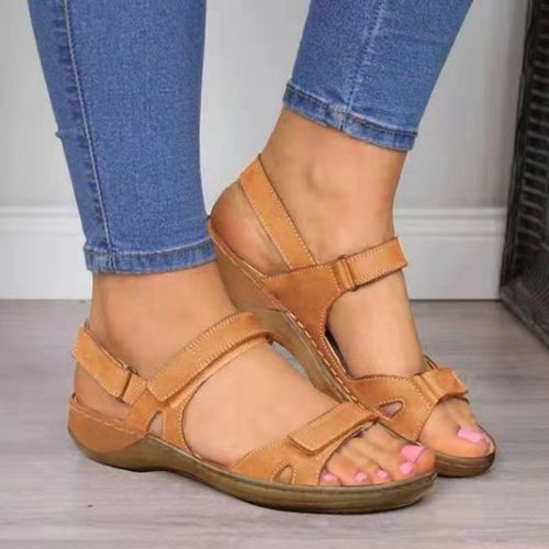 Ladies Warehouse Sandals Wedge Heels Large Size Flat Sandals And Slippers-Yellow