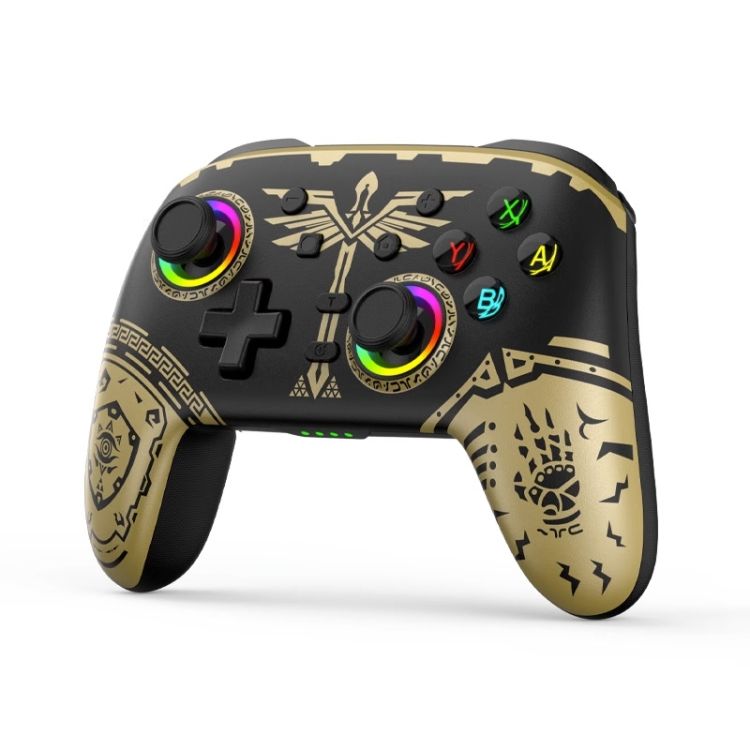 Bluetooth Somatosensory Vibration Game Pad Black Gold