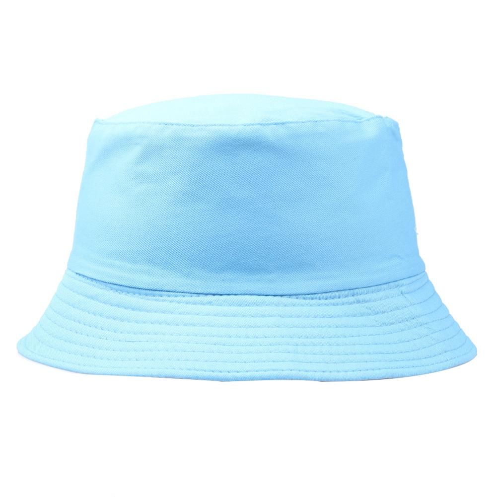 Portable Solid Color Folding Fisherman Sun Hat-Sky Blue
