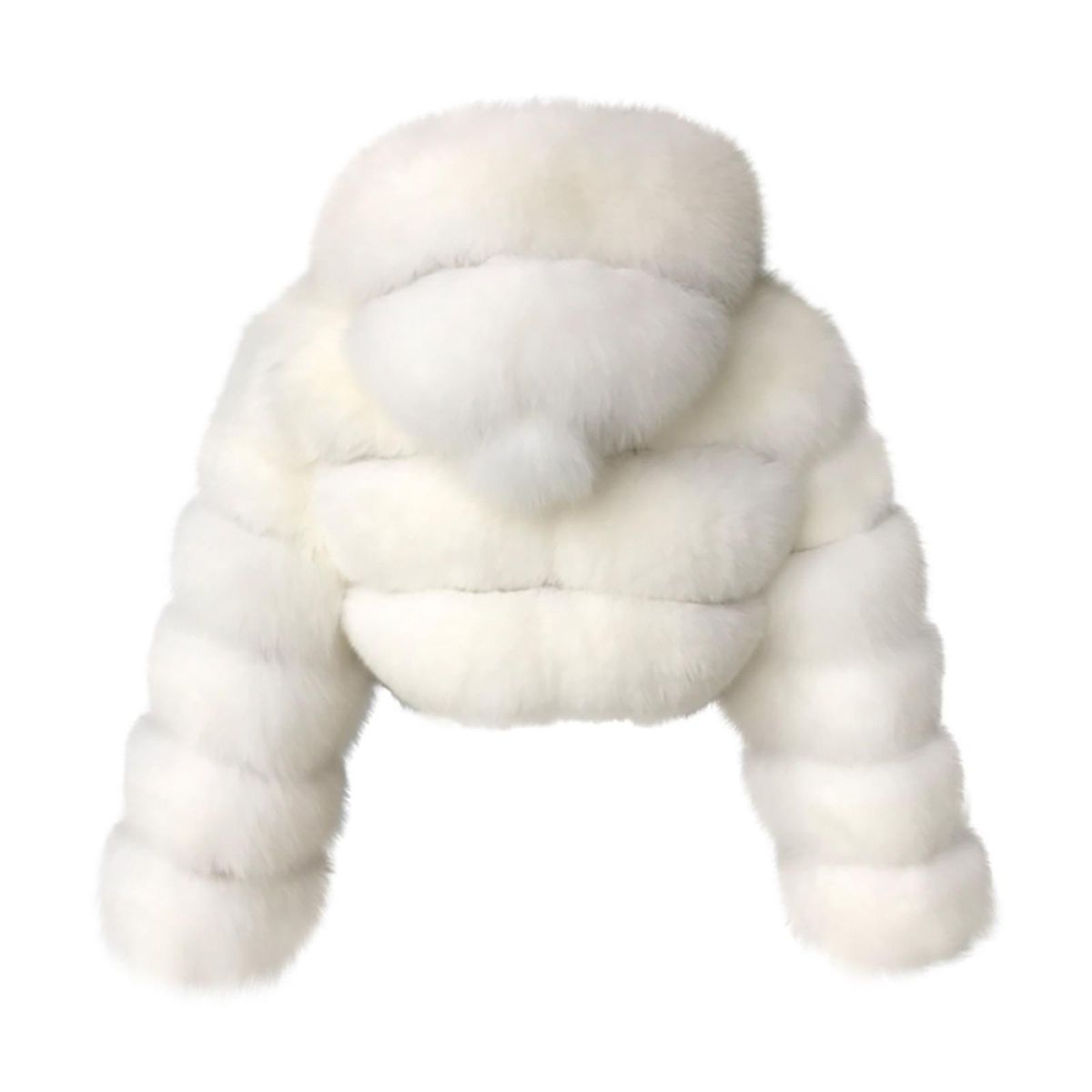 Women Short Faux Hooded Warm Furry Splicing Jacket Long Sleeve Outerwe